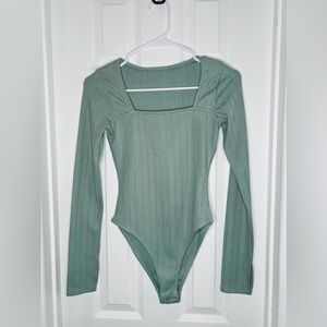 Forever 21 Sage Green Ribbed Bodysuit
